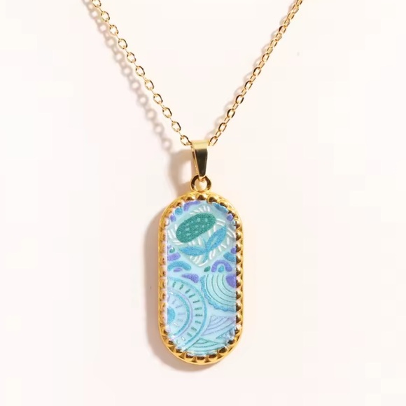 Anthropologie Jewelry - Gold and Blue Pendant Necklace